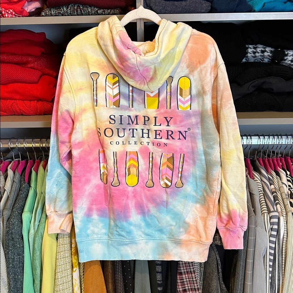 Simply Southern multicolored tie dye long sleeve hoodie size S - Picture 3 of 3